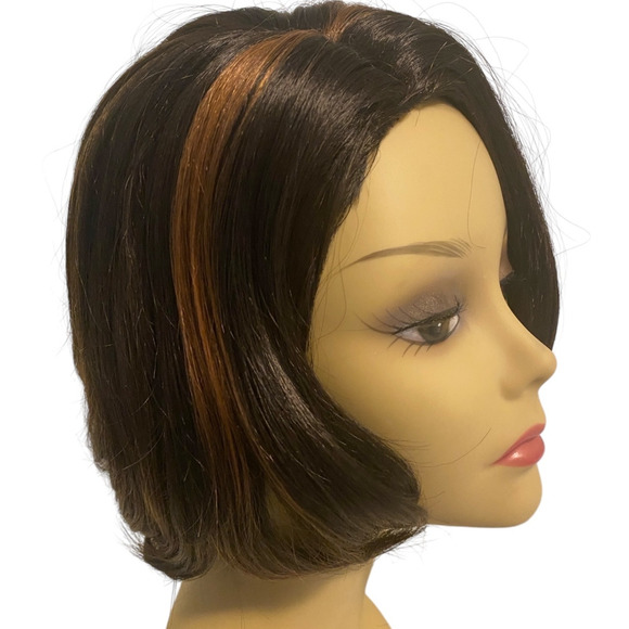 Side Part Bob Wig Mid Length Brown Copper for Women Avg Size NWT - Picture 7 of 12
